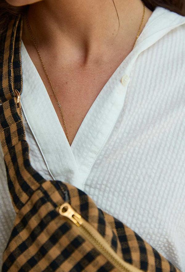 Dottir Cotton Fanny Pack In Vichy Café