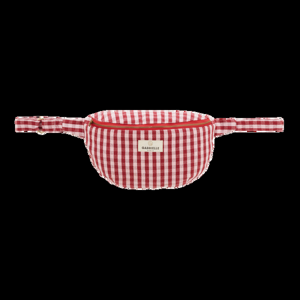 Dottir Cotton Fanny Pack In Vichy Cherry