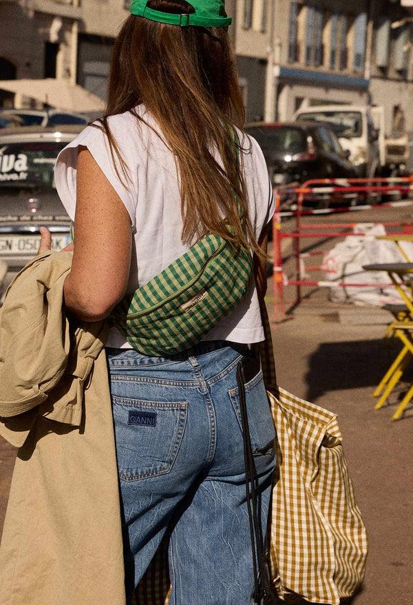 Dottir Cotton Fanny Pack In Vichy Mint