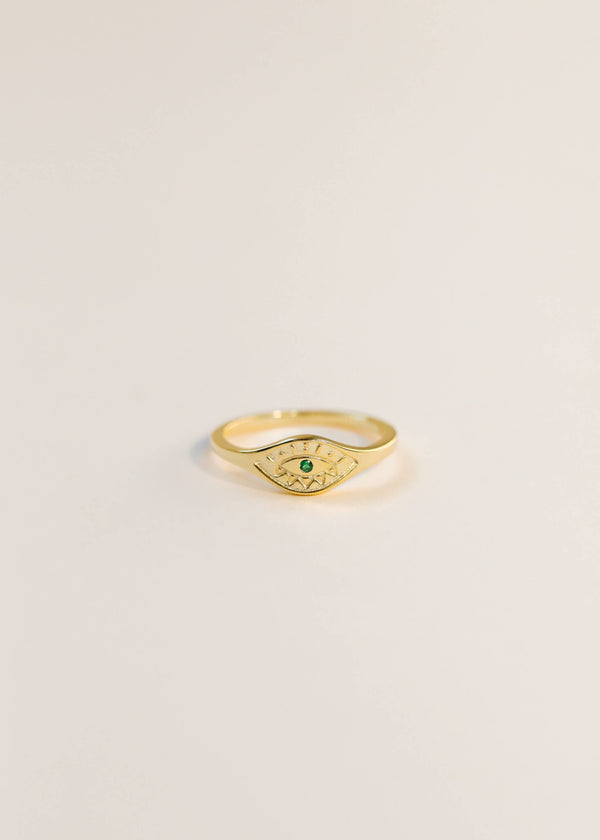 dottir Emerald Evil Eye Ring