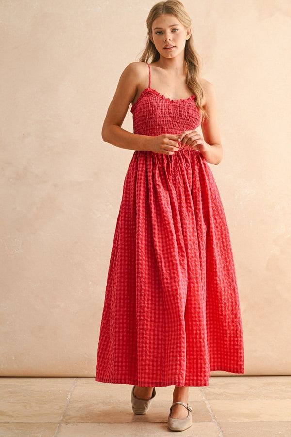 dottir Iris Dress in Cherry Pink