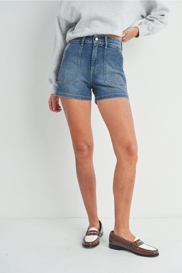 dottir Just Black Union Short in Medium Wash