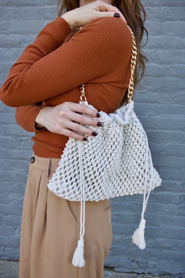 Dottir Lyon Macrame Bag In Cream
