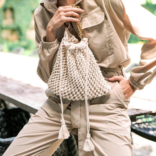 Dottir Lyon Macrame Bag In Cream