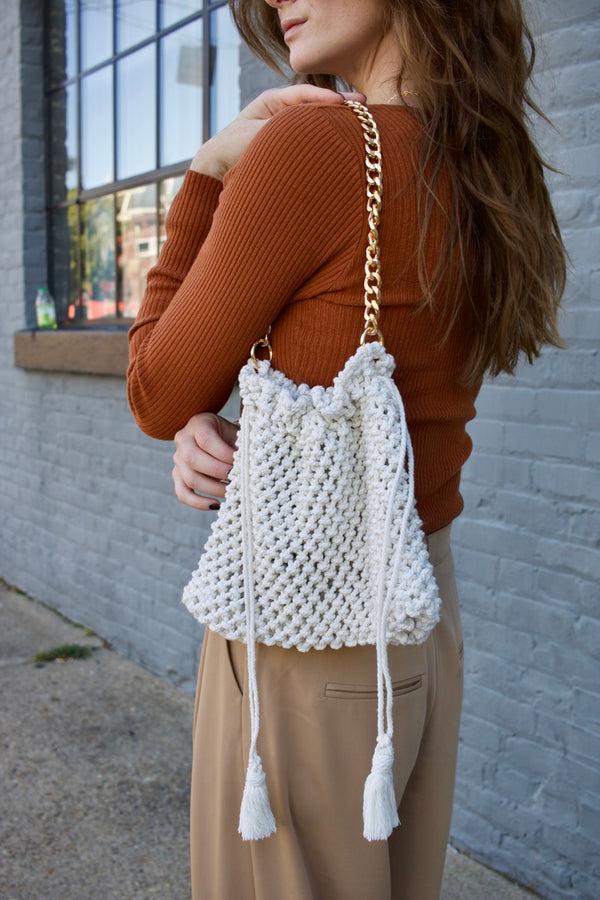 dottir Lyon Macrame Bag in Cream