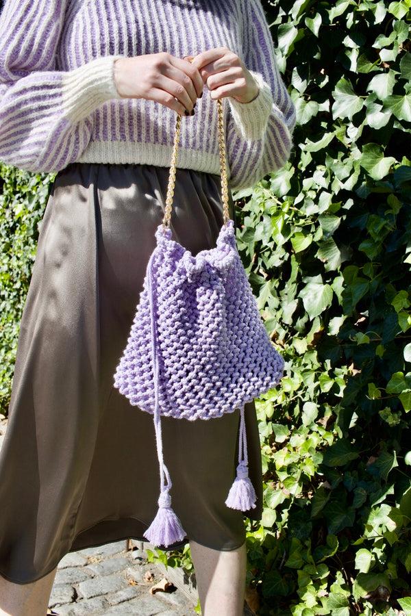 Dottir Lyon Macrame Bag In Lilac