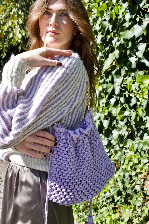 Dottir Lyon Macrame Bag In Lilac