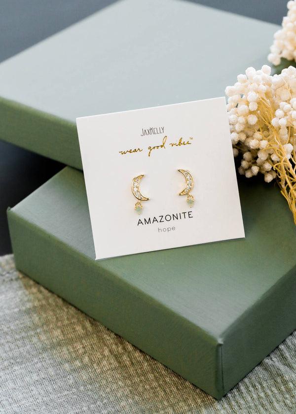 Dottir Moon Drop Earrings In Amazonite