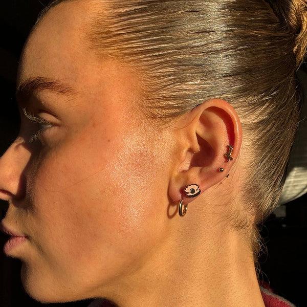 Dottir Oyster Pearl Enamel Stud Earrings