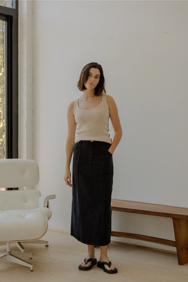 Dottir Raven Midi Skirt (Final Sale)
