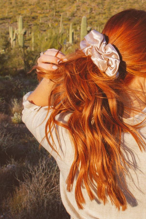 Dottir The One Satin Scrunchie In Latte