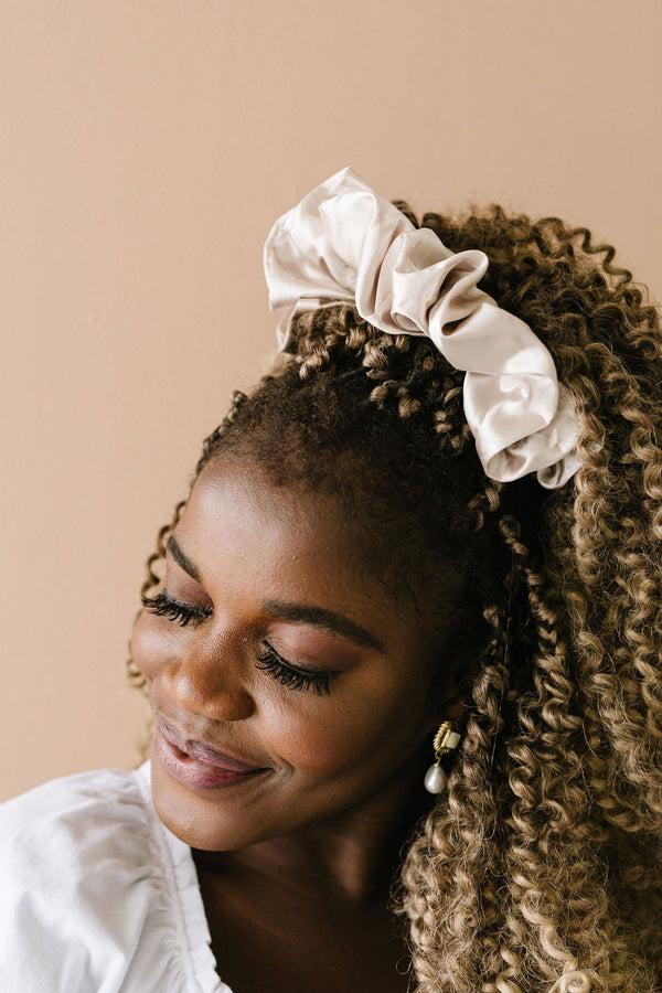 Dottir The One Satin Scrunchie In Latte