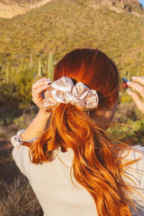 Dottir The One Satin Scrunchie In Latte