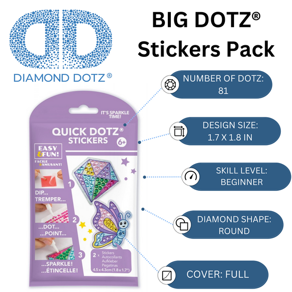 Dotz Diamond Dotz BIG DOTZ Stickers Pack 4 - Butterfly Sparkle