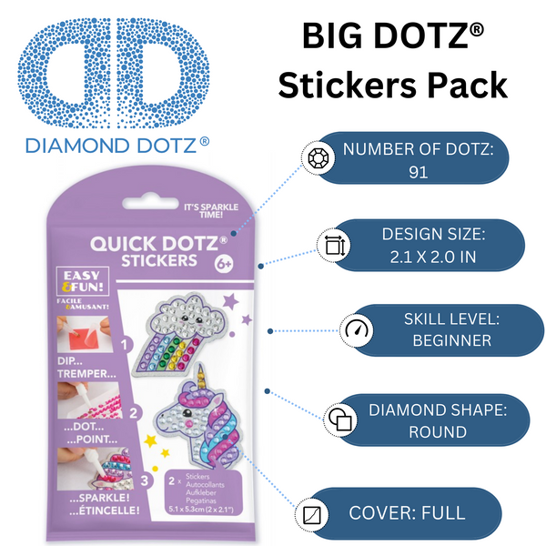 Dotz Diamond Dotz BIG DOTZ Stickers Pack 6 - Rainbow Unicorn
