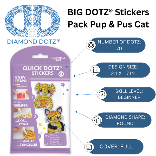 Dotz Diamond Dotz BIG DOTZ Stickers Pack 9 - Pup & Pus Cat