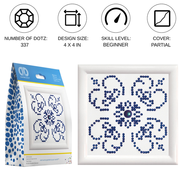 Dotz Diamond Dotz Blue On White With Frame - 4.0" X 4.0"