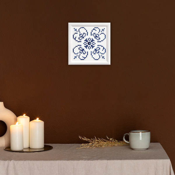 Dotz Diamond Dotz Blue On White With Frame - 4.0" X 4.0"