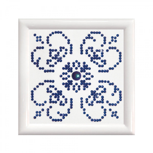 dotz Diamond Dotz Blue on White with Frame - 4.0" x 4.0"