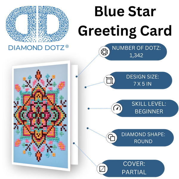 Dotz Diamond Dotz Blue Star Greeting Card - 5.0" X 7.0"