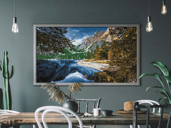 Dotz Diamond Dotz Braies Lake Dolomites Italy - 28.4" X 15.8"