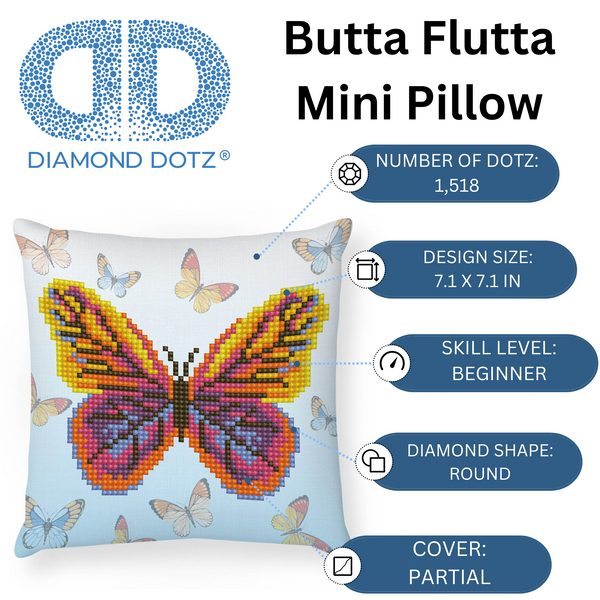Dotz Diamond Dotz Butta Flutta Mini Pillow - 7.1" X 7.1"