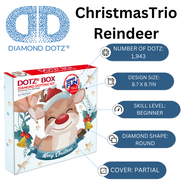 Dotz Diamond Dotz Christmas Trio Reindeer - 8.7" X 8.7"