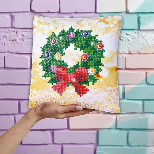 Dotz Diamond Dotz Christmas Wreath Pillow - 7.1" X 7.1"