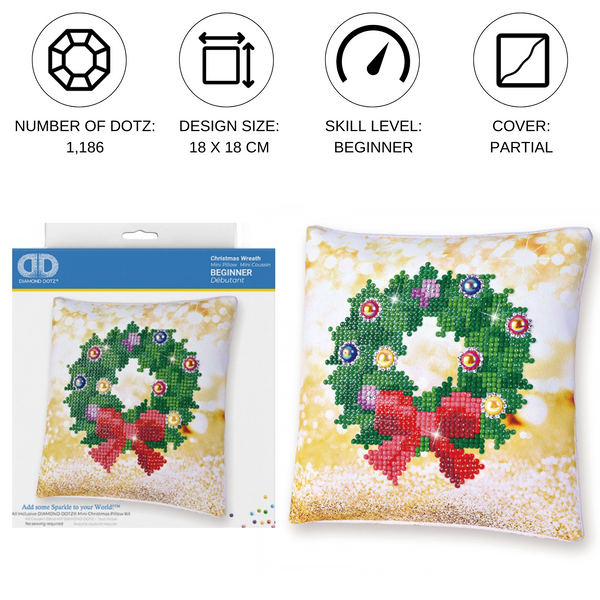 Dotz Diamond Dotz Christmas Wreath Pillow - 7.1" X 7.1"