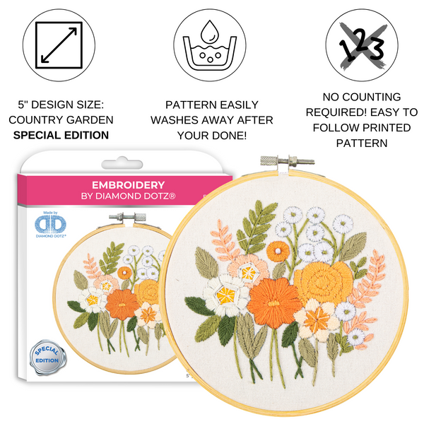Dotz Diamond Dotz Country Garden Embroidery Kit - 5.0"