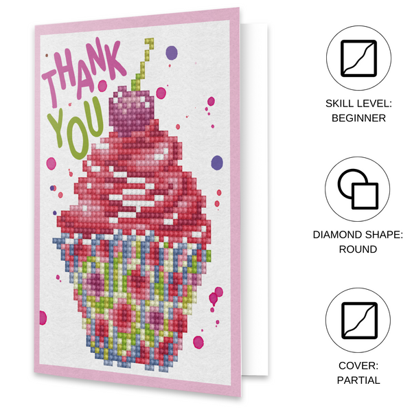 Dotz Diamond Dotz Cup Cake Thank You Greeting Card - 5.0" X 7.0"