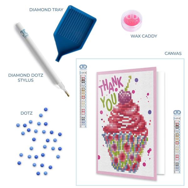 Dotz Diamond Dotz Cup Cake Thank You Greeting Card - 5.0" X 7.0"