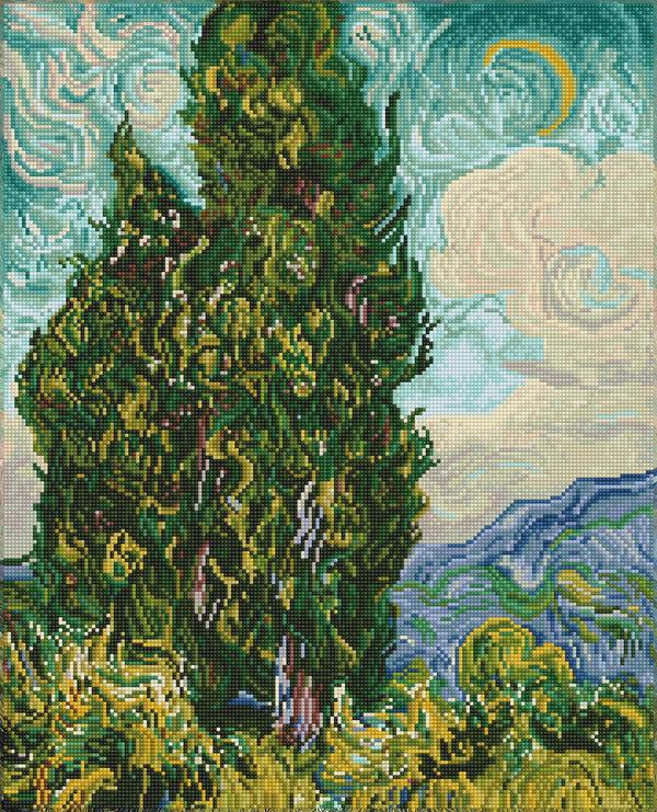 dotz Diamond Dotz Cypresses (apres Van Gogh) - 19.9" x 24.6"