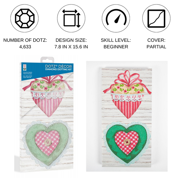 Dotz Diamond Dotz Decor Country Hearts Diamond Painting - 7.9" X 15.8"