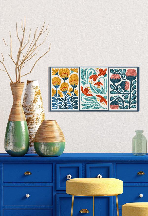 Dotz Diamond Dotz Decor Modern Floral Triptych - 15.8" X 7.9"
