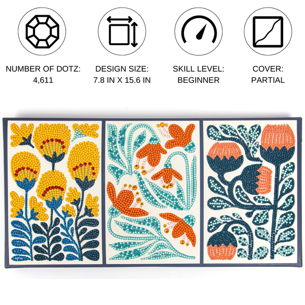 Dotz Diamond Dotz Decor Modern Floral Triptych - 15.8" X 7.9"