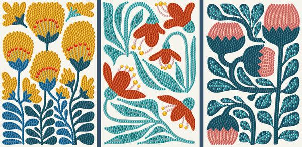 dotz Diamond Dotz Decor Modern Floral Triptych - 15.8" x 7.9"