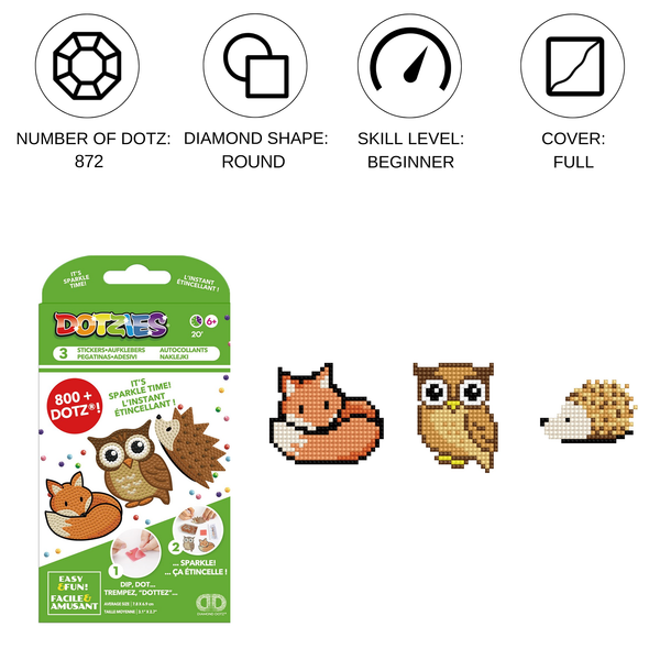 Dotz Diamond Dotz DOTZIES 3 STICKERS Multi Pack - Forest Friends