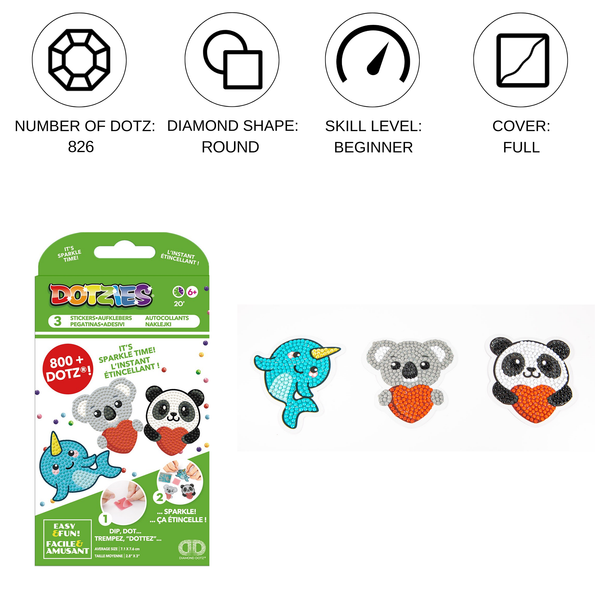 Dotz Diamond Dotz DOTZIES 3 STICKERS Multi Pack - Love You Chums