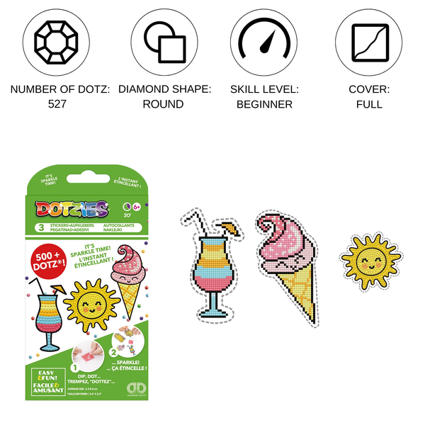 Dotz Diamond Dotz DOTZIES 3 STICKERS Multi Pack - Sunshine