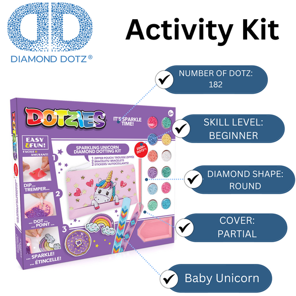 Dotz Diamond Dotz DOTZIES Activity Set Baby Unicorn Diamond Painting