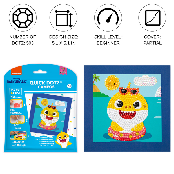 Dotz Diamond Dotz DOTZIES Baby Shark 2 Diamond Painting - 5.1" X 5.1"