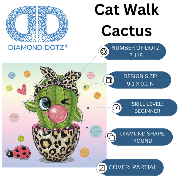 Dotz Diamond Dotz DOTZIES Cat Walk Cactus Diamond Painting - 9.1" X 9.1"