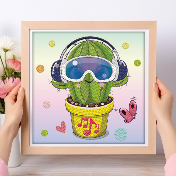 Dotz Diamond Dotz DOTZIES Cool Dude Cactus Diamond Painting - 9.1" X 9.1"