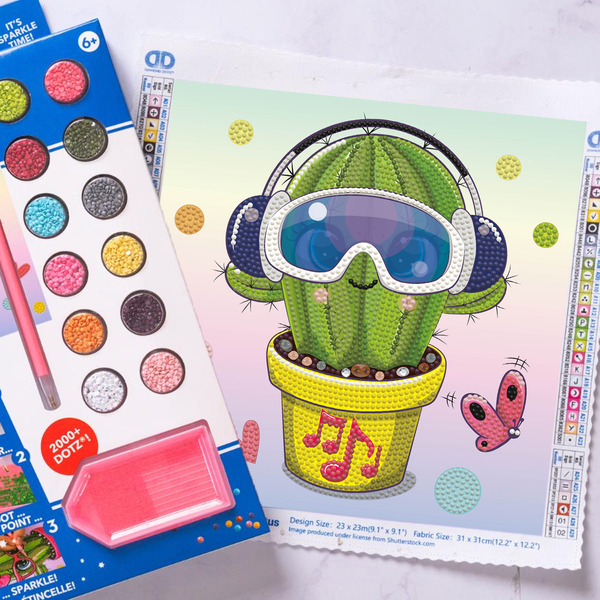 Dotz Diamond Dotz DOTZIES Cool Dude Cactus Diamond Painting - 9.1" X 9.1"