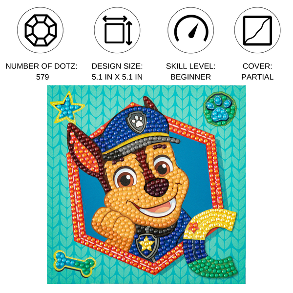Dotz Diamond Dotz DOTZIES PAW PATROL Chase Diamond Painting - 5.1" X 5.1"