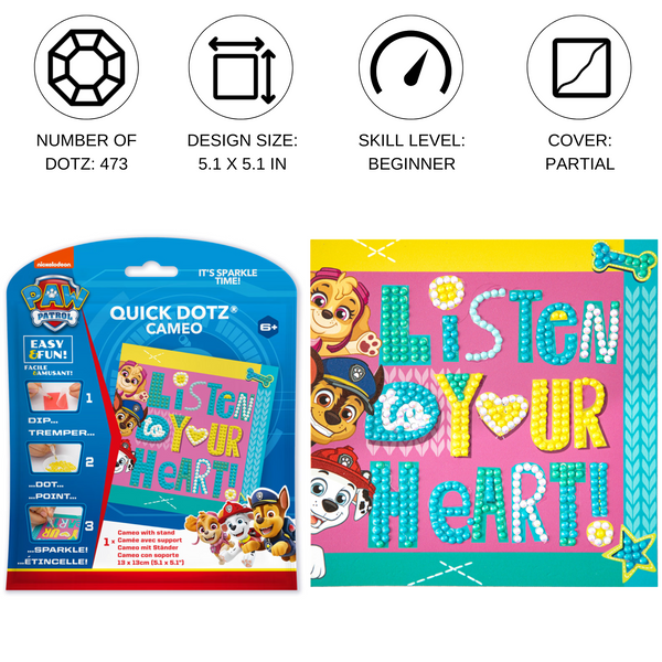 Dotz Diamond Dotz DOTZIES PAW PATROL Listen To Your Heart Diamond Painting - 5.1" X 5.1"