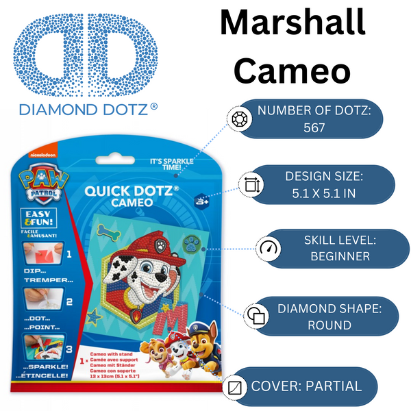 Dotz Diamond Dotz DOTZIES PAW PATROL Marshall Diamond Painting - 5.1" X 5.1"