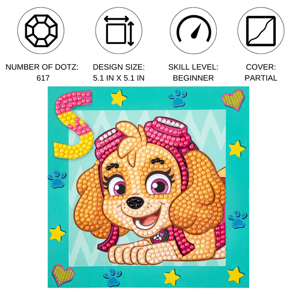 Dotz Diamond Dotz DOTZIES PAW PATROL Skye Diamond Painting - 5.1" X 5.1"