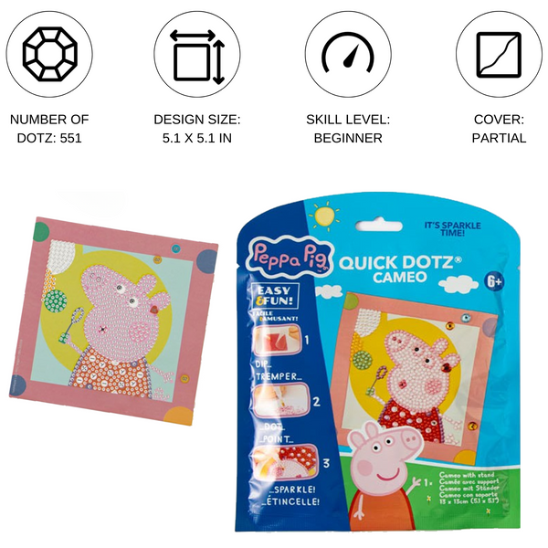 Dotz Diamond Dotz DOTZIES Peppa Pig Happy Days Diamond Painting - 5.1" X 5.1"